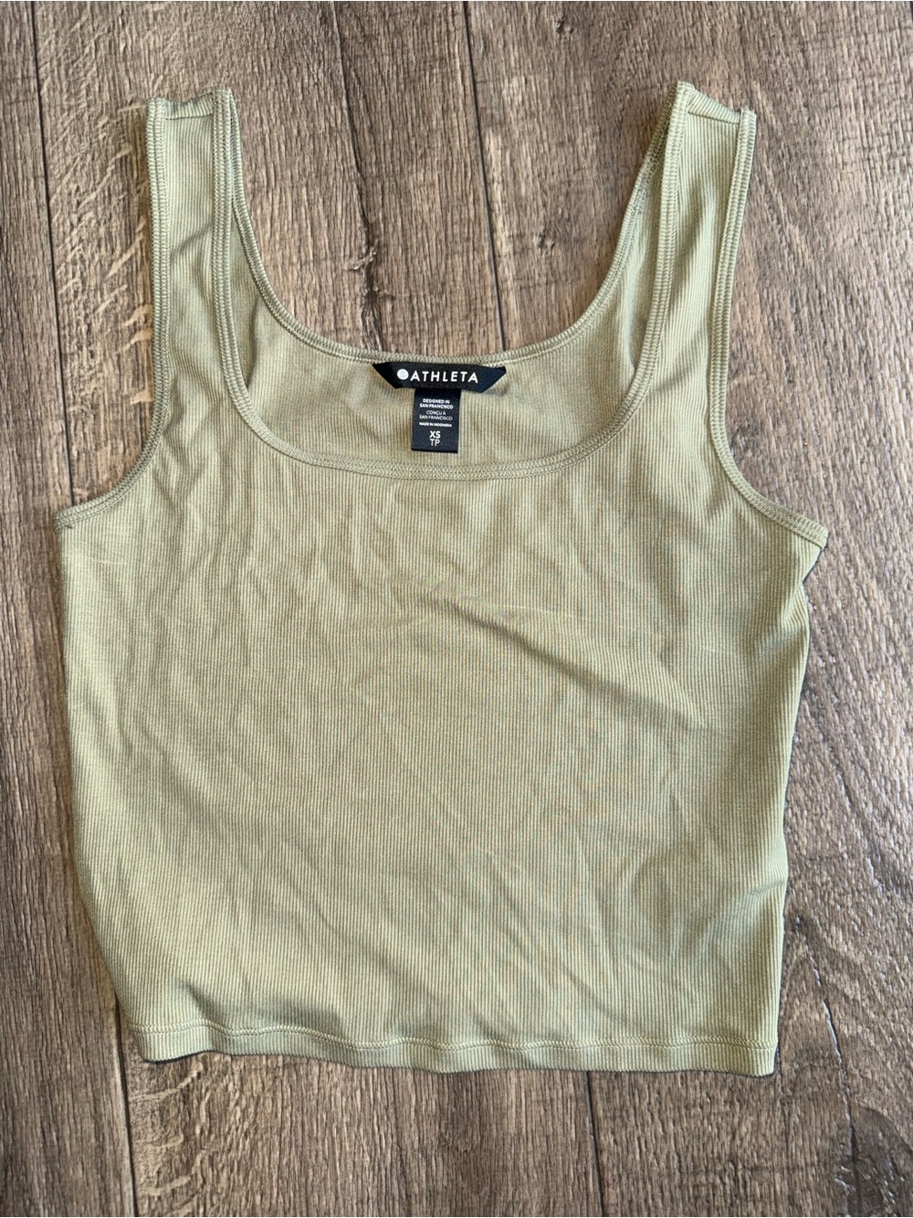Athleta Olive Green Ribbed Tank Crop Top